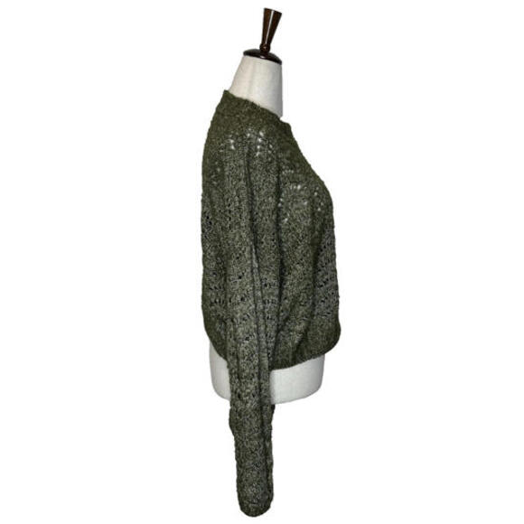 Urban Outfitters Cropped Sweater Womens L Pullover Open Knit Mock Neck Green - Picture 4 of 6
